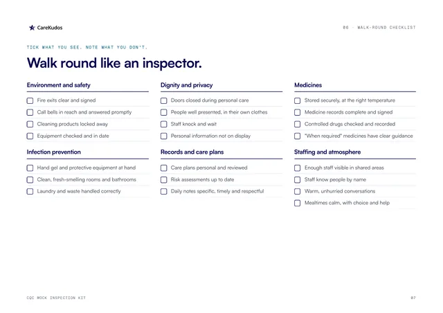 Kit page 7: Walk-round checklist