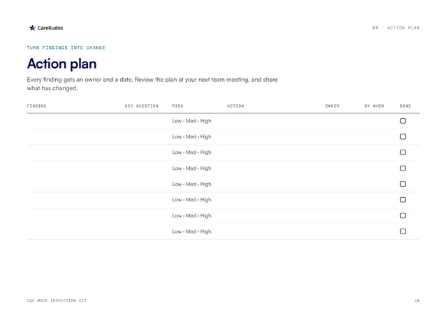 Kit page 10: Action plan